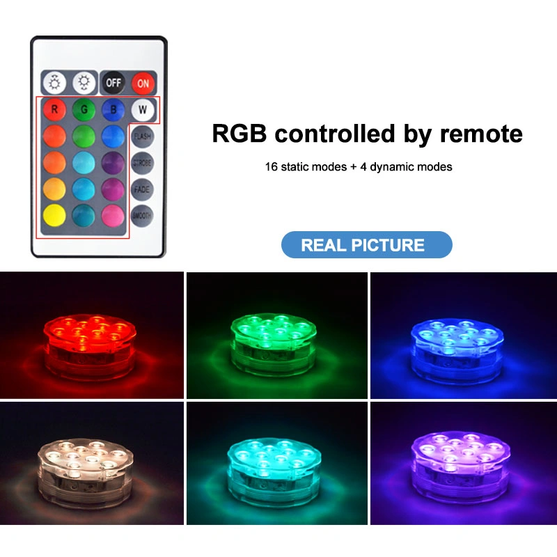 Hotook Tea Flowrers Customized Remote Shinning Underwater IP67 RGB Submersible LED Floating Swimming Pool Lights