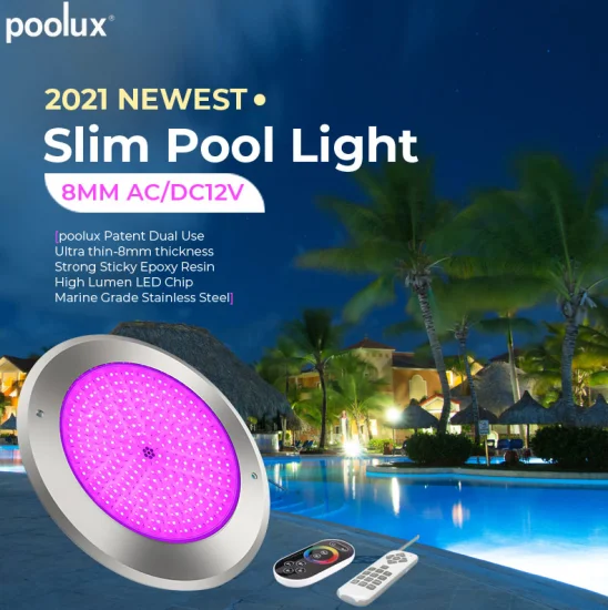 2021 Super Slim IP68 Waterproof Resin New LED Underwater Flat Pool Light Remote Control