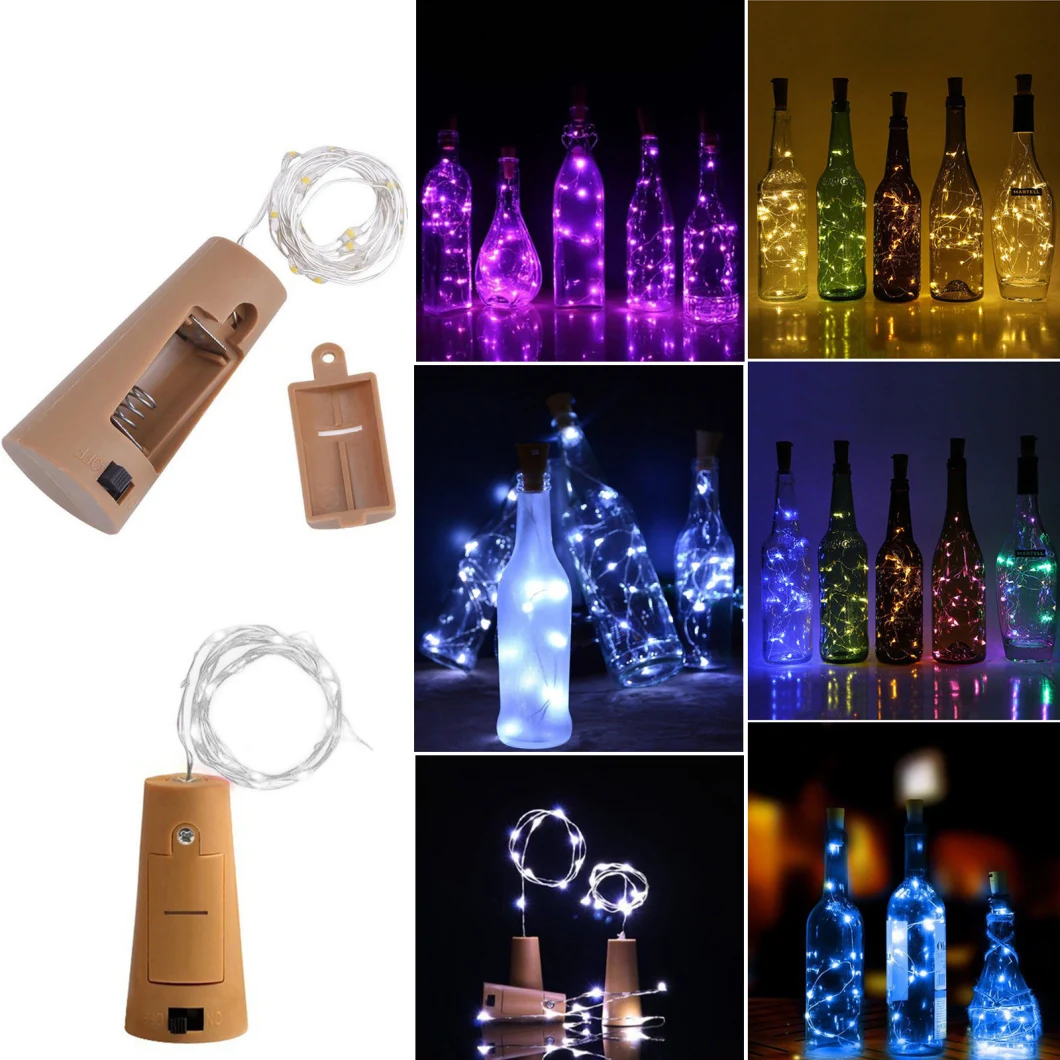 Cork Shaped Wine Bottle LED Silver Copper Wre String Light