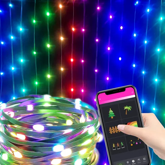 APP Symphony Curtain Light String Bluetooth DIY Programming Festival Decorative String Light