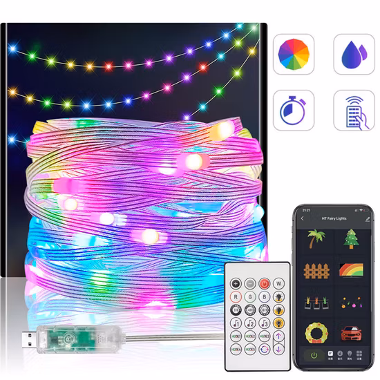 APP Symphony Curtain Light String Bluetooth DIY Programming Festival Decorative String Light