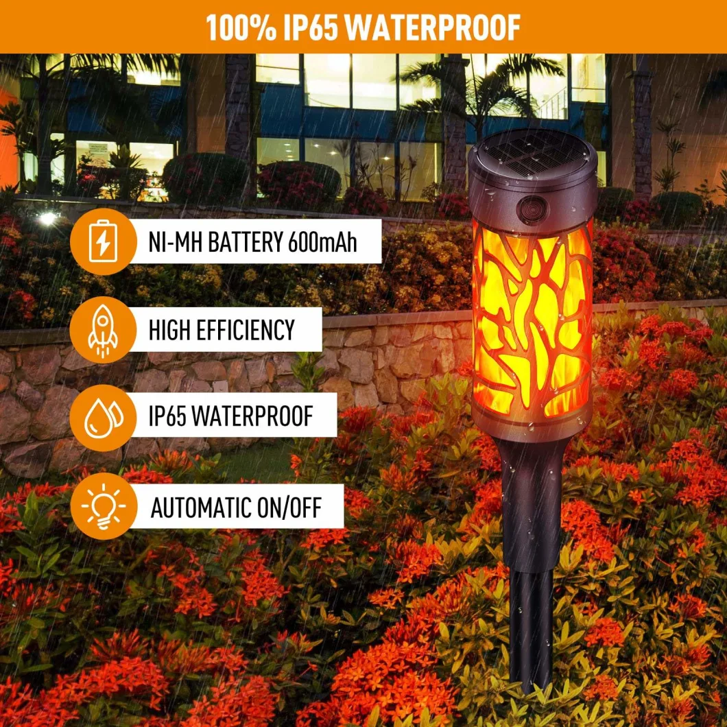 IP65 Waterproof Solar Garden Lights Realistic Flame Effect Solar Lights