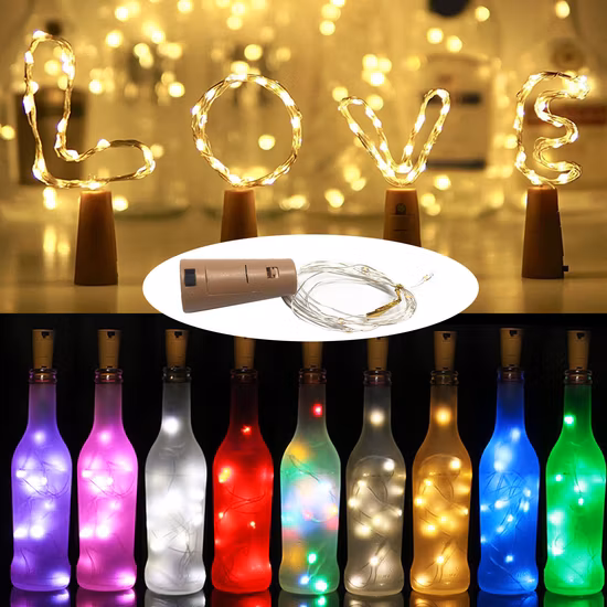Cork Shaped Wine Bottle LED Silver Copper Wre String Light