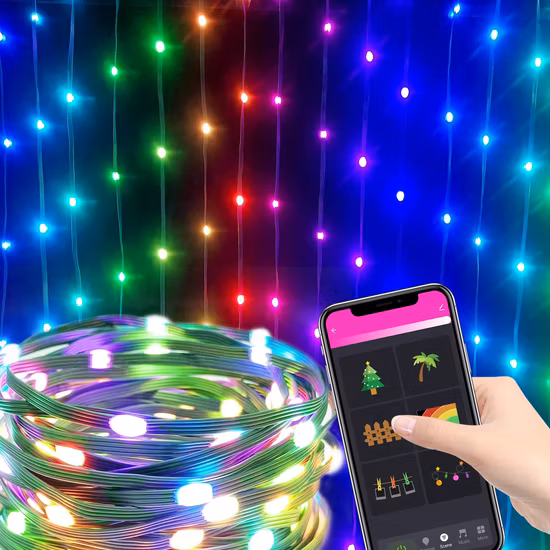 APP Symphony Curtain Light String Bluetooth DIY Programming Festival Decorative String Light