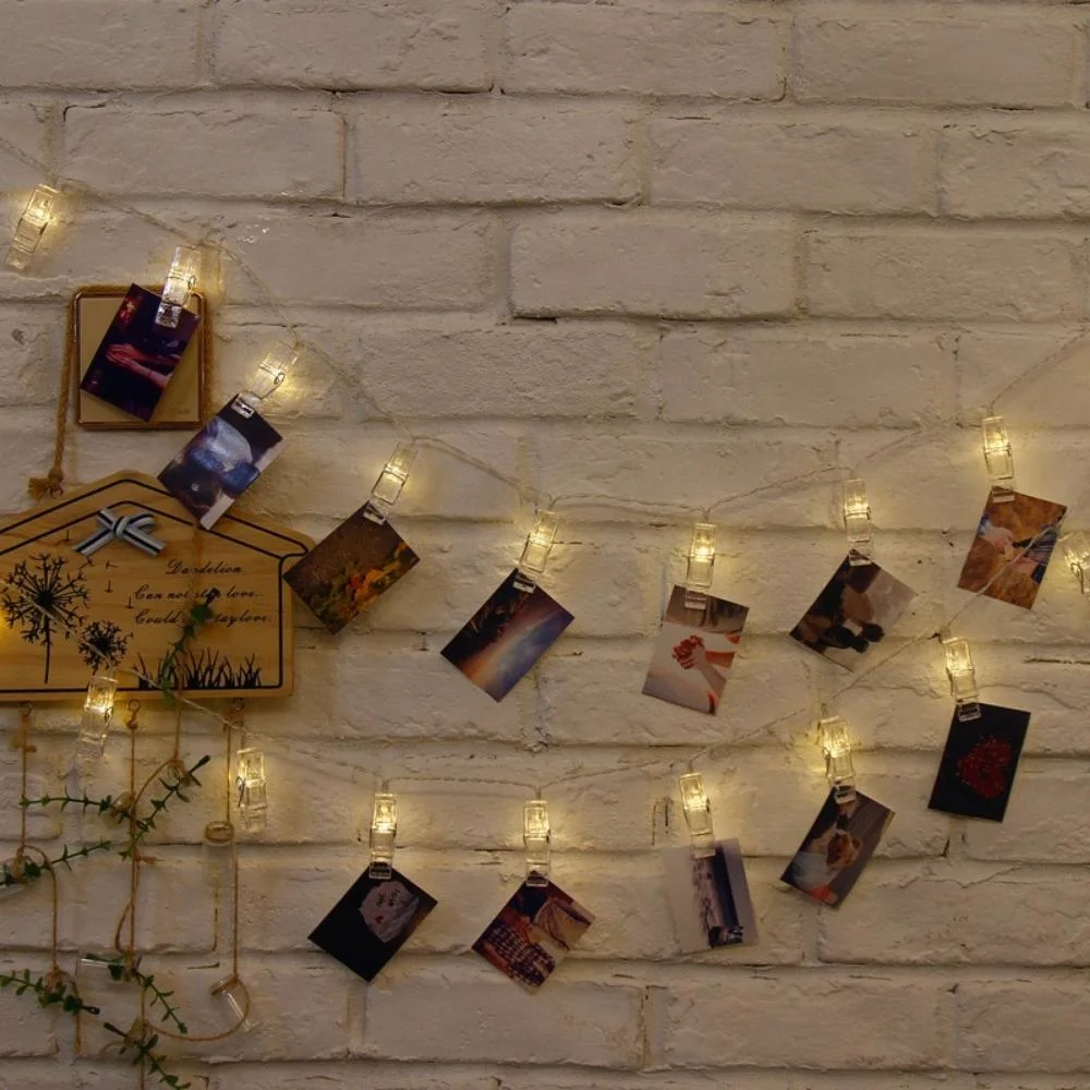 Hang Pictures Decoration LED String Lights with Clips Battery Light Decors Wyz19723