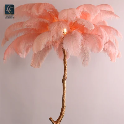 Nordic Style Decorative Hotel Decoration Feather Standing LED Floor Lamp
